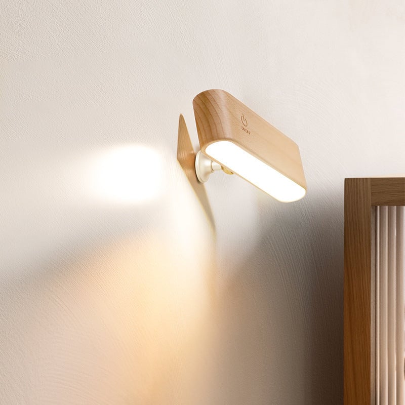 Lampa de birou din lemn masiv cu încărcare magnetică