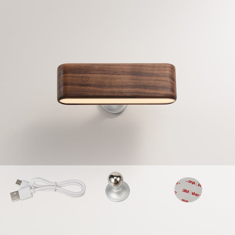 Lampa de birou din lemn masiv cu încărcare magnetică