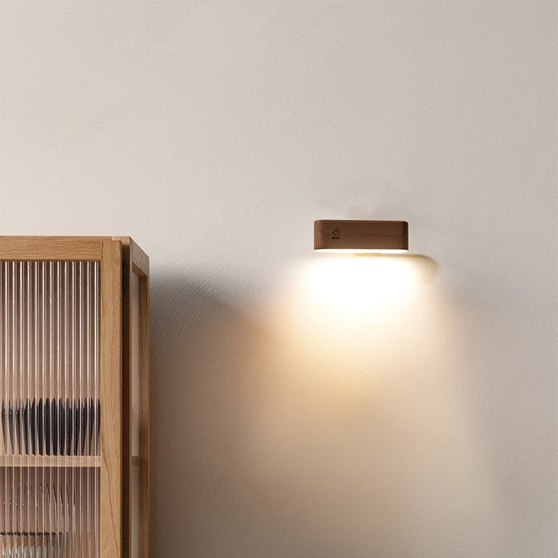 Lampa de birou din lemn masiv cu încărcare magnetică